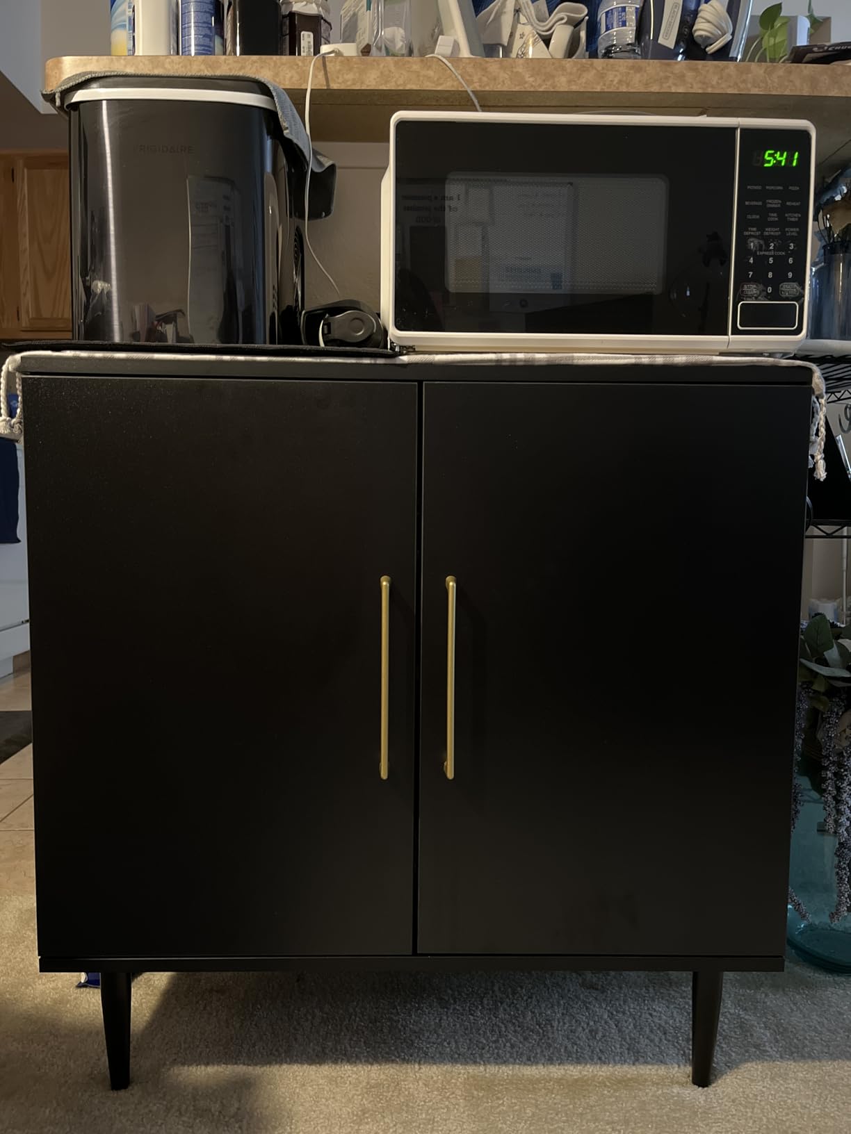 Black Storage Cabinet with Doors, Modern Accent Cabinet, Free Standing Cabinet with Adjustable Shelf, Wooden Buffet Sideboards for Living Room, Kitchen, Dining Room, Entryway customer photo 1