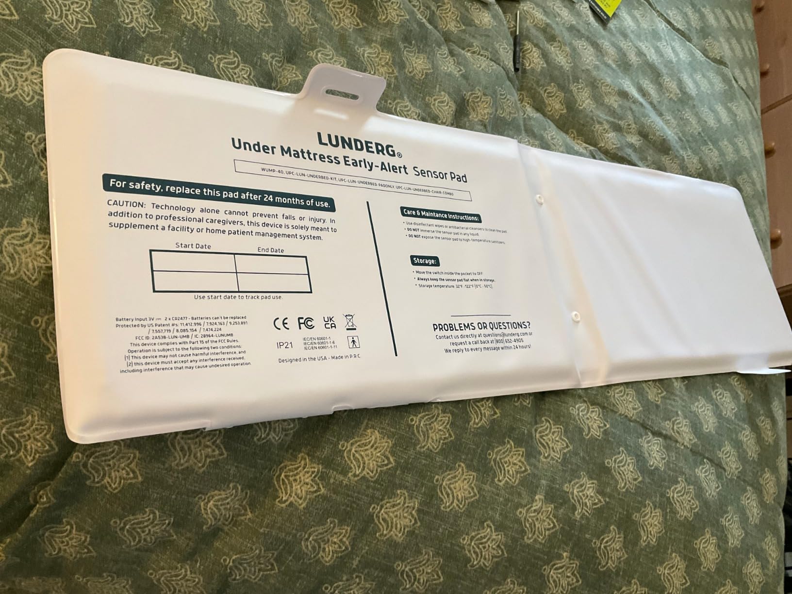 Lunderg Under Mattress Bed Alarm for Elderly - Invisible & Wireless Pad customer photo 2