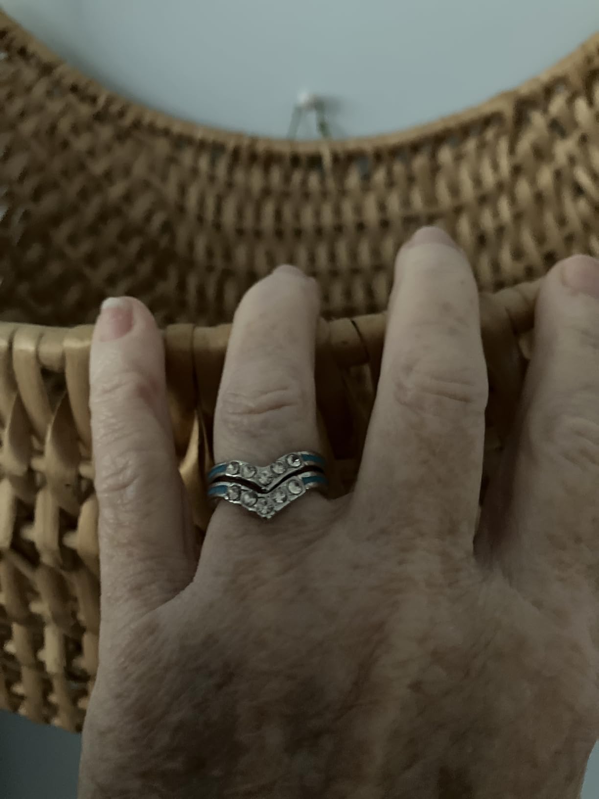 3 PCS Natural Turquoise Diamond Ring Set - Western Jewelry Silver Color Rings for Women - Bohemian Joint Knuckle Finger Rings With Sparkling Natural Gemstone customer photo 1