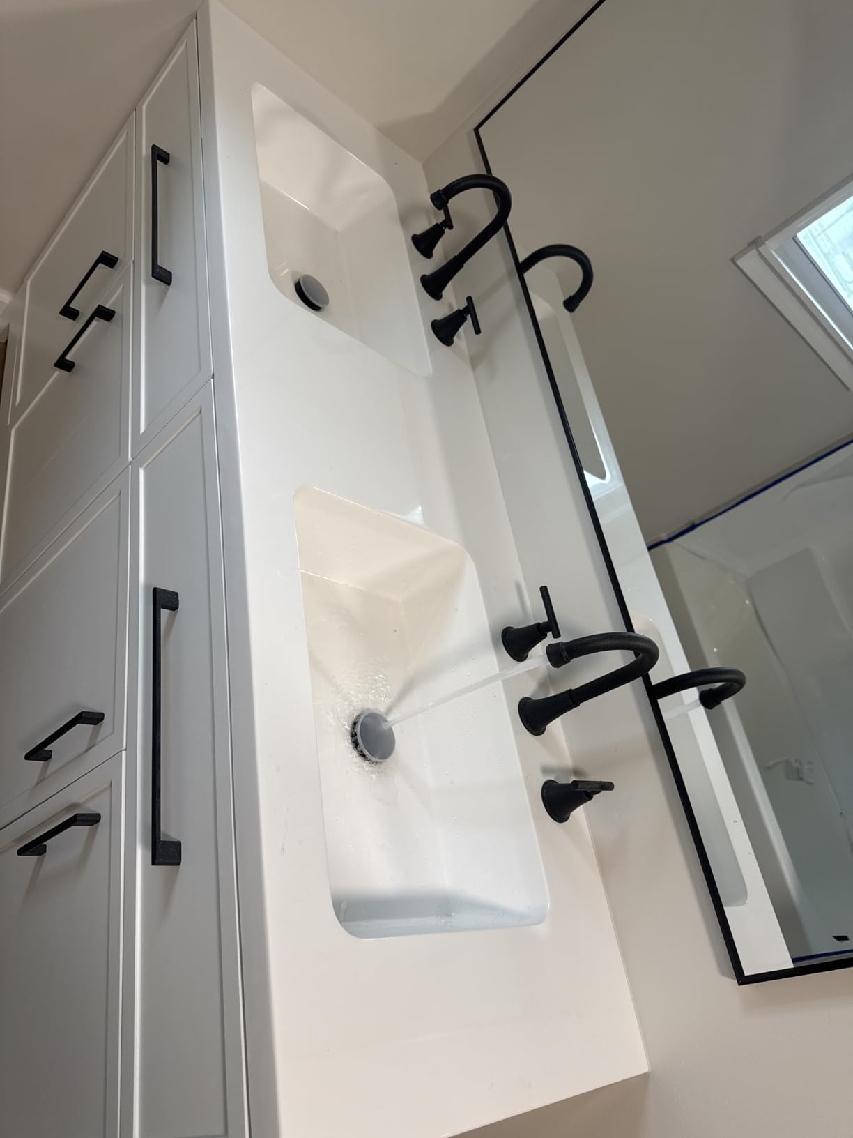 Bathroom Faucet 3 Hole, Matte Black Faucets with Drain and Supply Lines customer photo 2