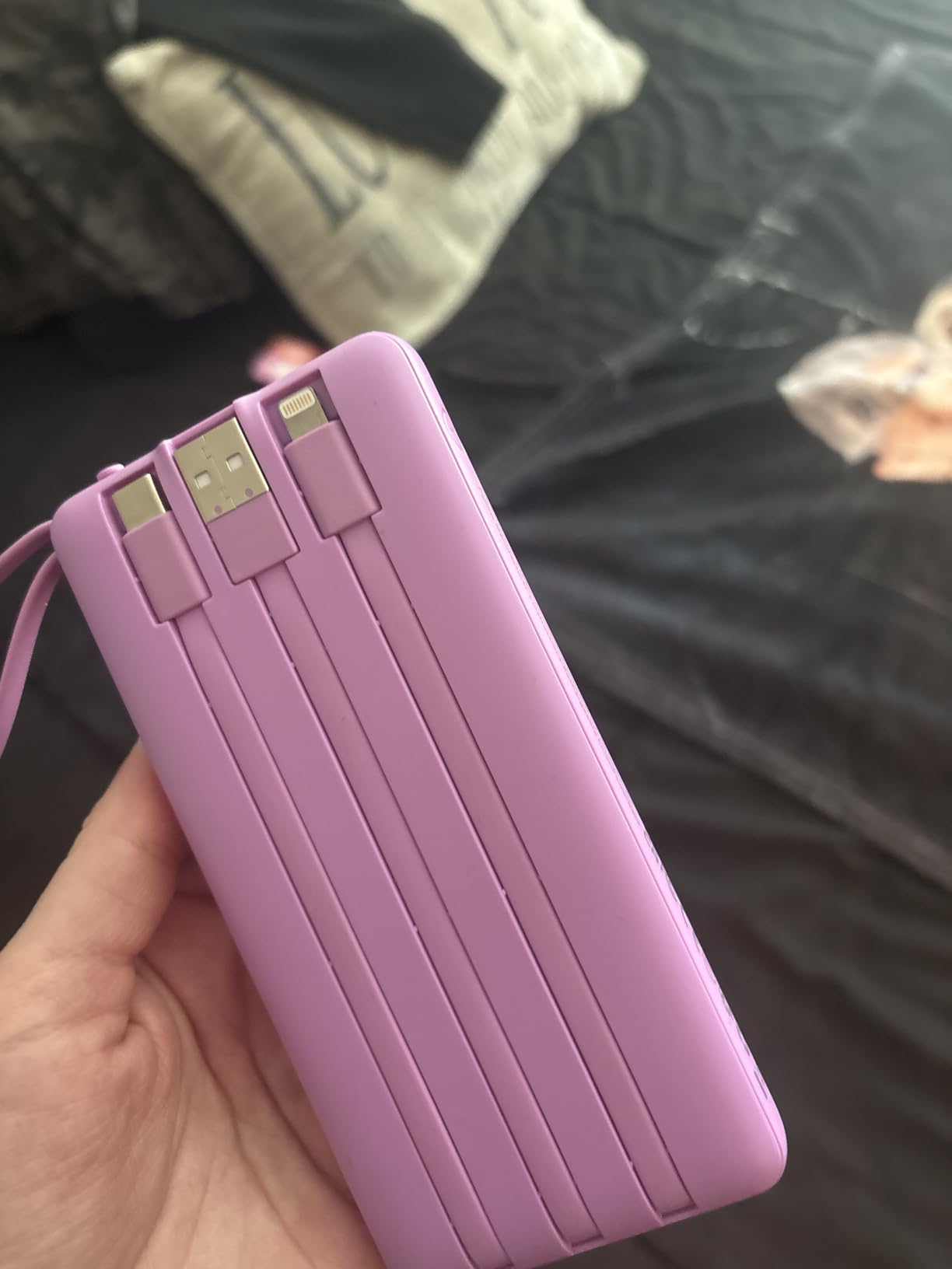 VRURC Portable Charger, Slim Power Bank Built-in 4 Cables, Travel Essential customer photo 1