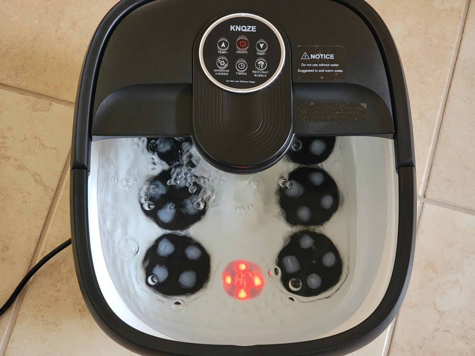 KNQZE Collapsible Foot Spa Bath with Heat & Remote Control, Bubble Massage, Temperature Control, Red Light (Black Pro) customer photo 1