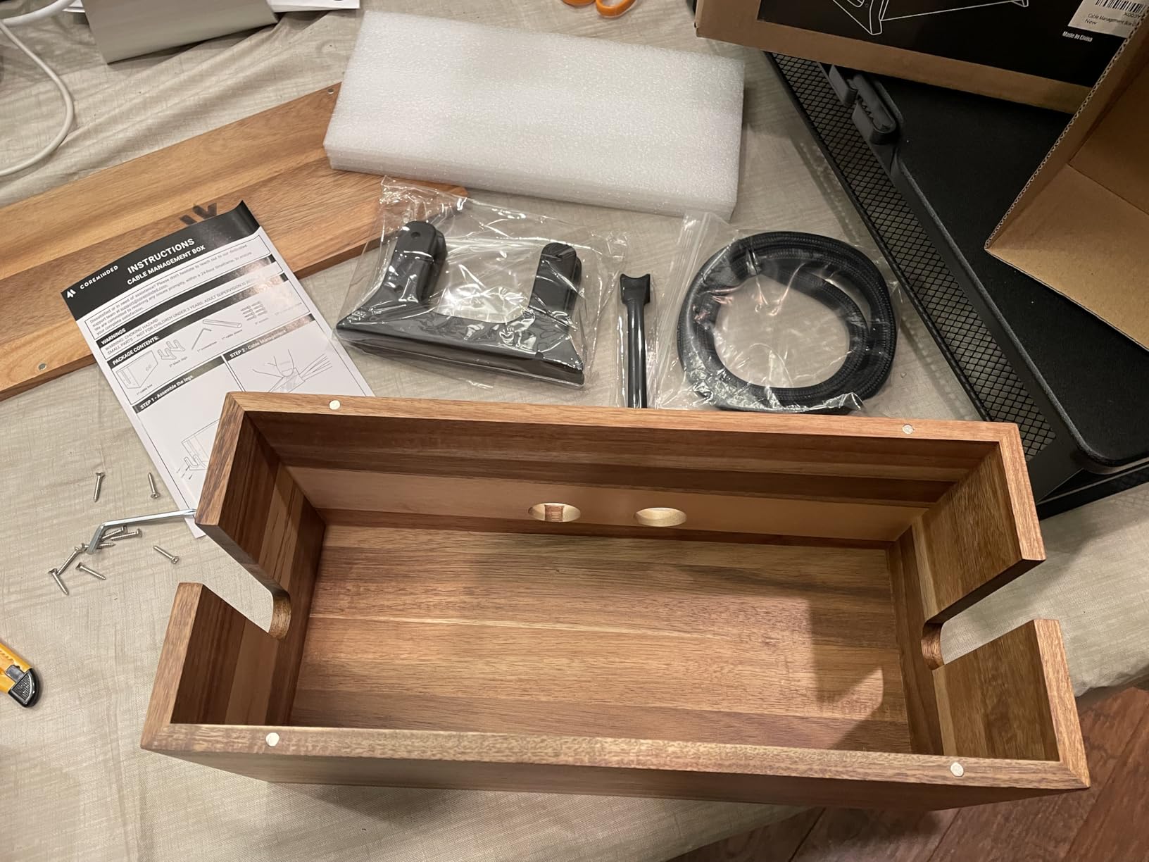 Extra Large Cable Management Box, Wood Cord Hider Box & Organizer for Power Strip, TV Wires & Desk Cable Storage customer photo 1