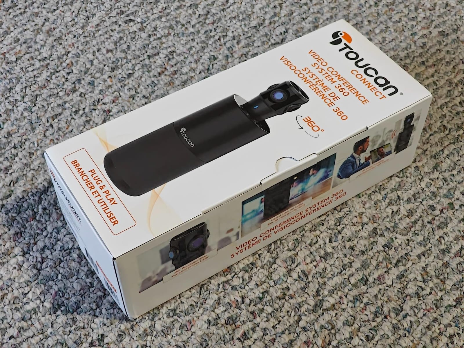TOUCAN 360-Degree Video Conference Camera, 1080p HD Webcam with 4 Noise Reduction Mics, Speaker, AI Tracking, Works with Zoom, Google Voice, Microsoft Teams and More, for PC/Mac/Tablet customer photo 1