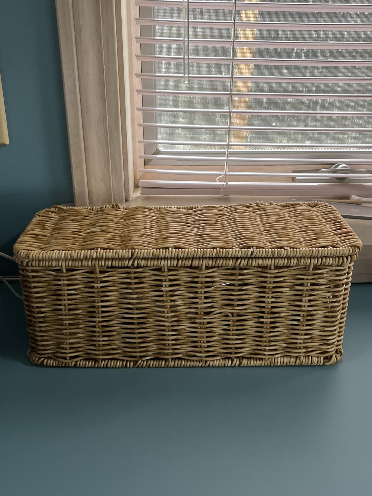 Cable Management Box, Handmade Rattan Cord Organizer for Power Strip | Open Slots Cord Hider for Power Strip, Router & USB Hub, Registered U.S. Design Patent customer photo 1