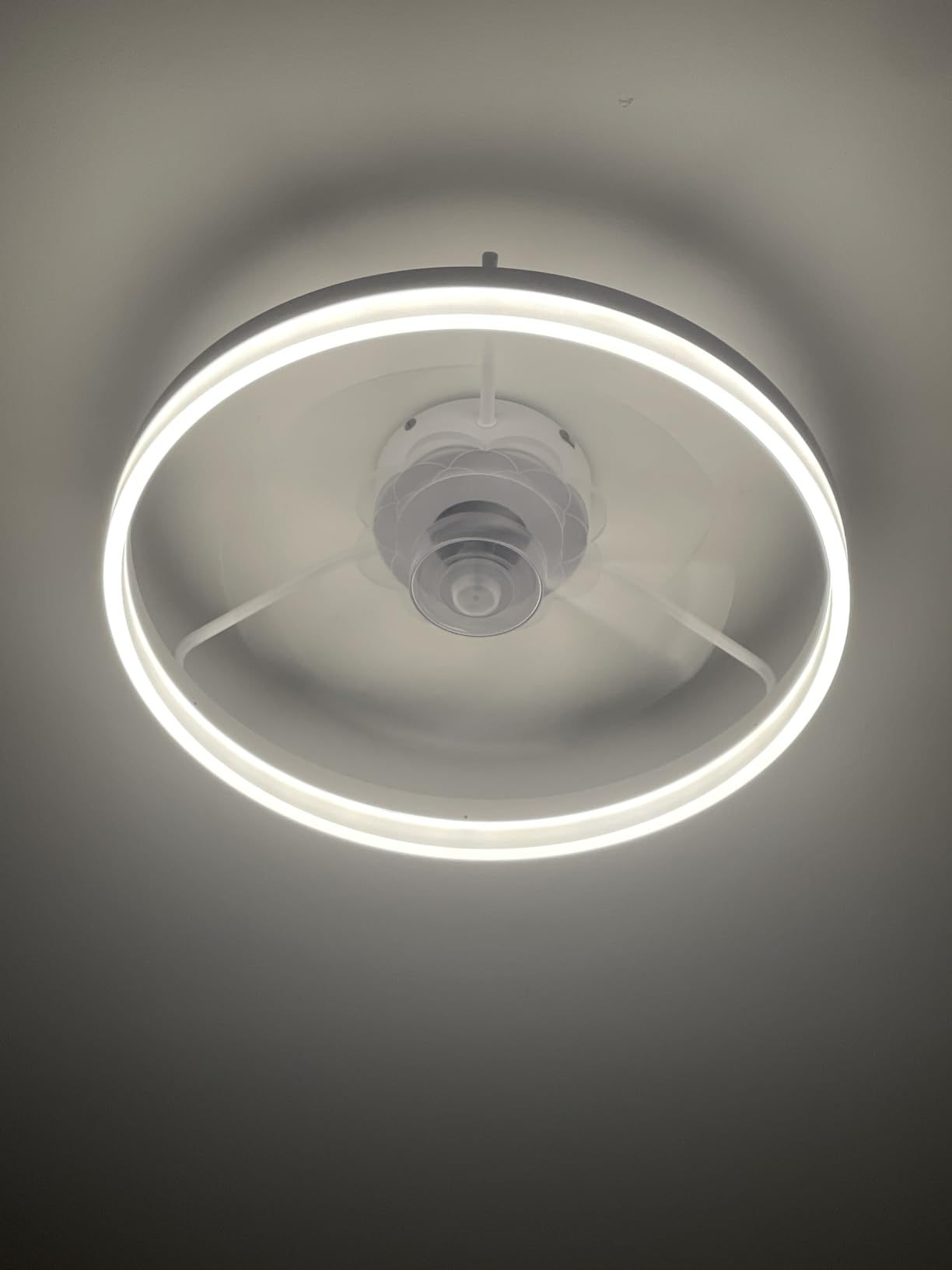 FSZDORJ 20'' Ceiling Fan with Light and Remote, Low Profile Ceiling Fan with Light, Dimmable Flush Mount Ceiling Fan Light, 6 Speeds Fan, App&Remote Control, Fandelier Quiet Fan for Bedroom F115 Black customer photo 1
