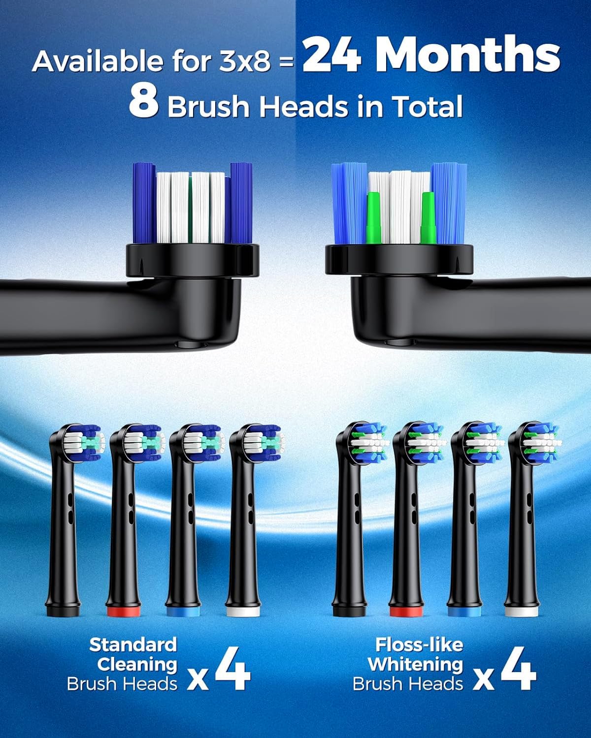 Rotating Electric Toothbrush for Adults, 8 Heads 2 Types, 4 Modes, Black customer photo 2
