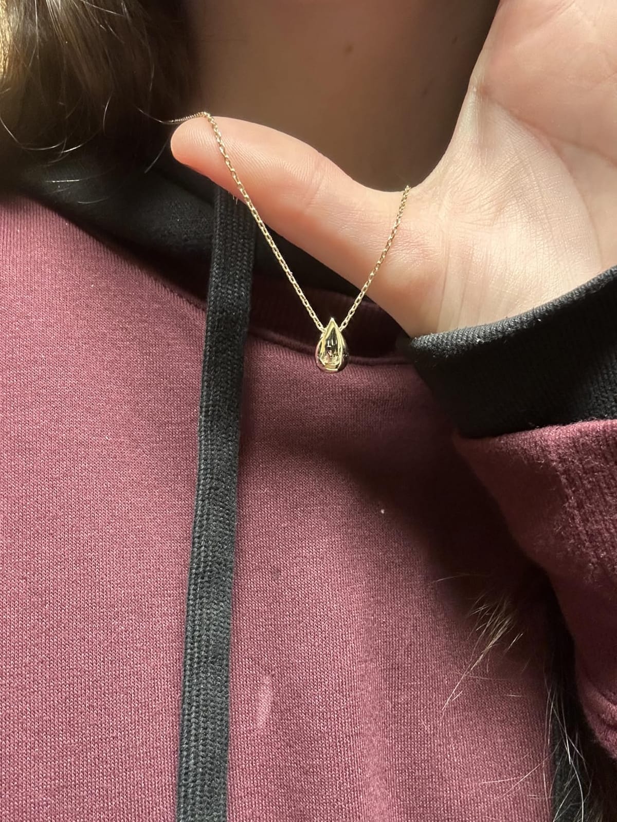 14K Gold Plated Dainty Pear Pendant Necklace for Women | Tear Pendant Necklaces customer photo 1