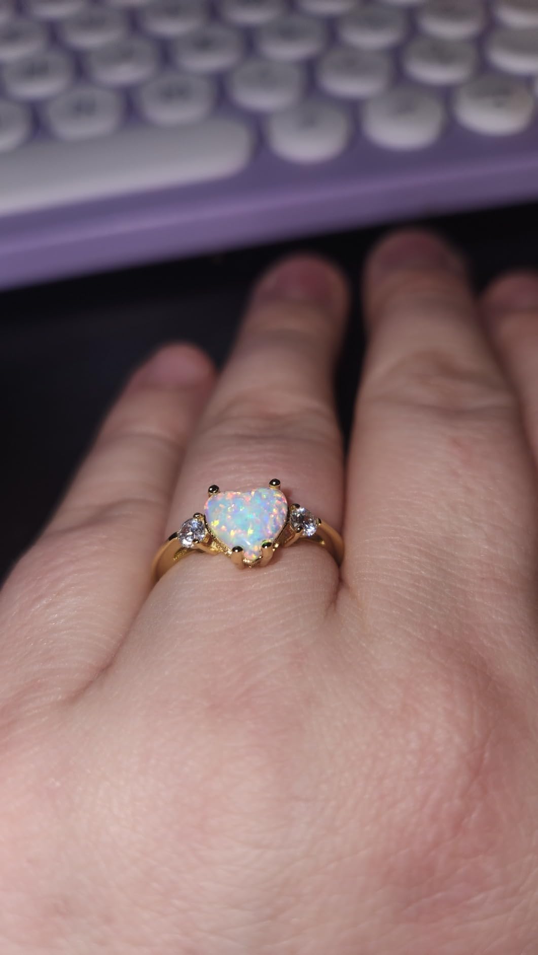 925 Sterling Silver 12 Birthstone Heart Engagement Promise Ring, Size 5-10 customer photo 1