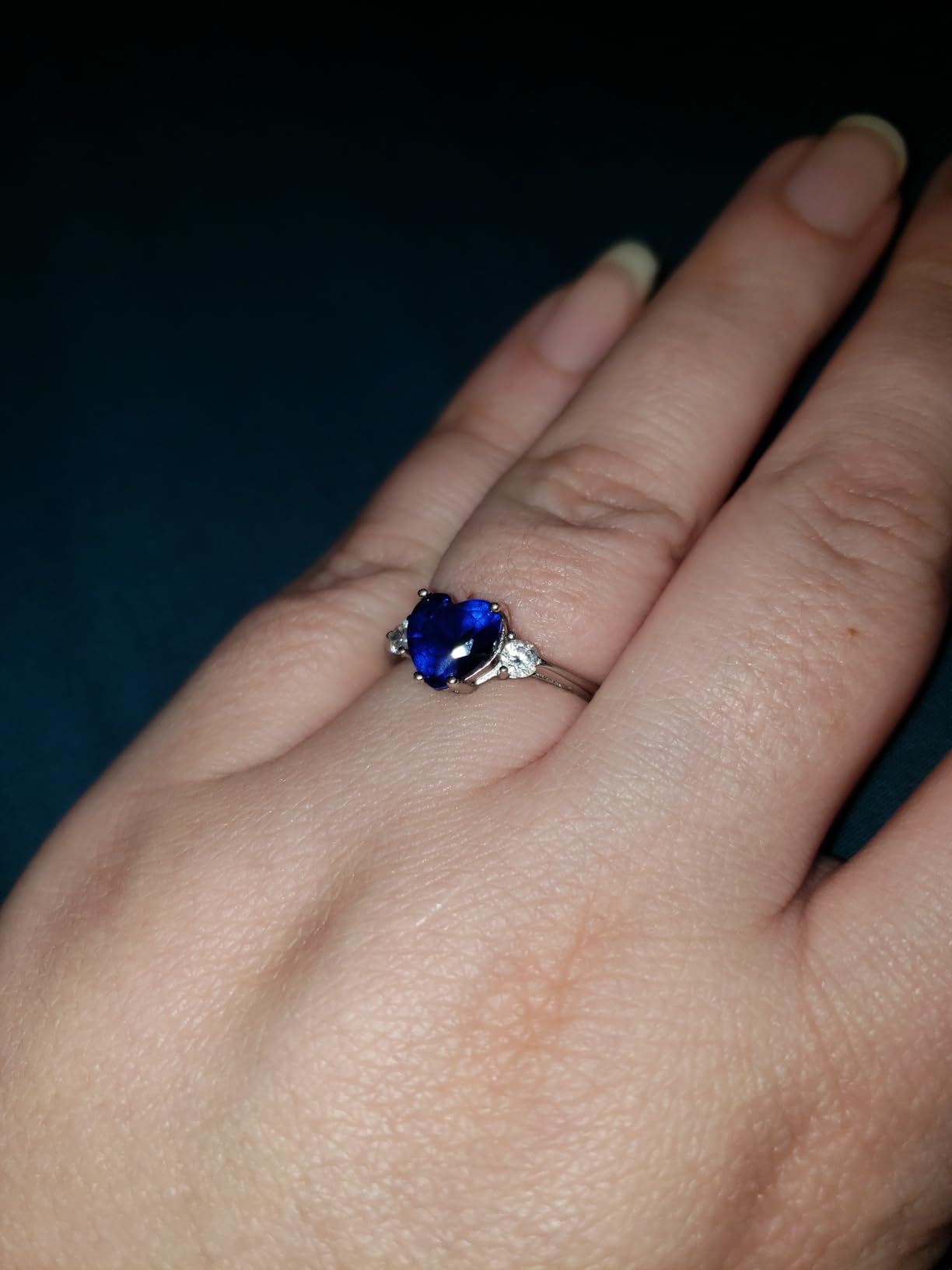 925 Sterling Silver 12 Birthstone Heart Engagement Promise Ring, Size 5-10 customer photo 2