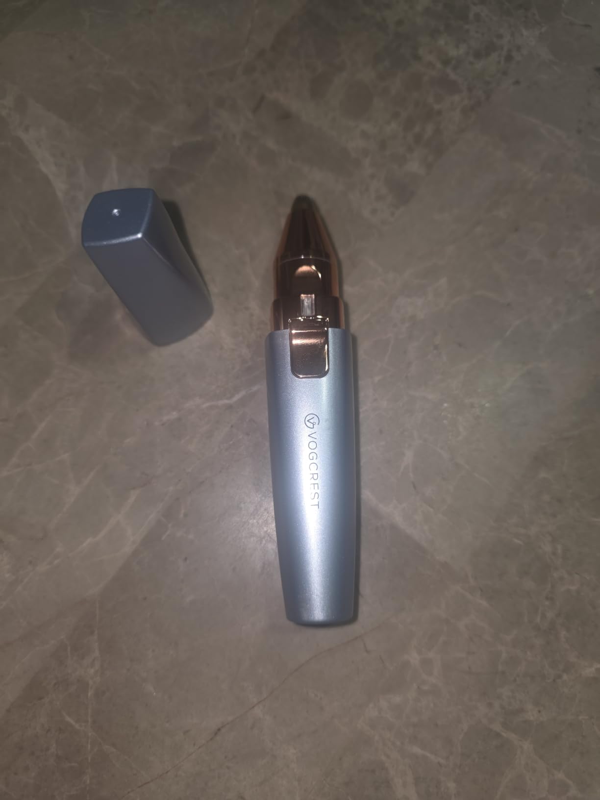 VG VOGCREST Eyebrow & Facial Trimmer: 2 in1 Rechargeable Facial Hair Removal & Eyebrow Shaver - Body Razor with Built-in LED Light (Rose Gold) customer photo 1