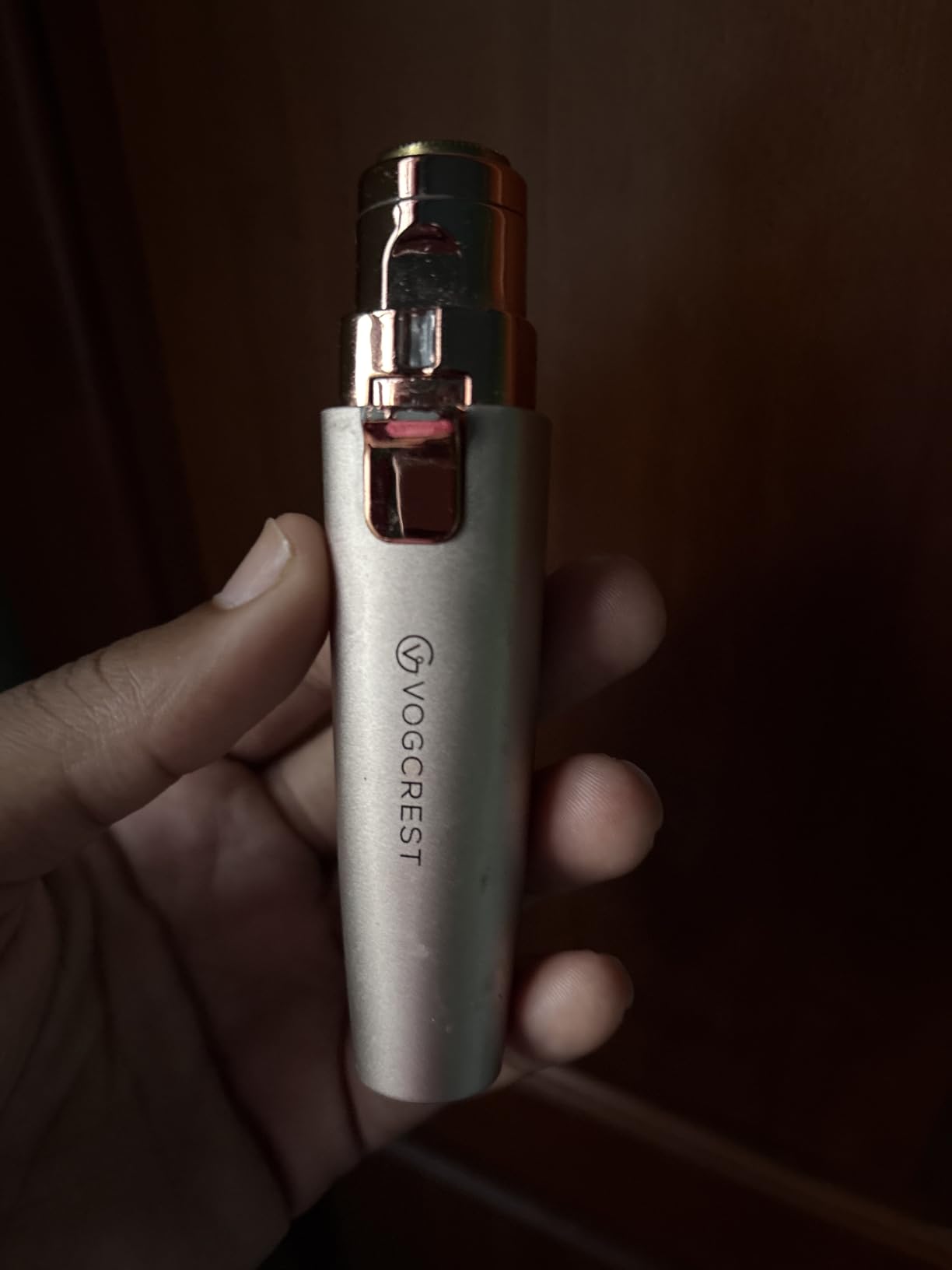 VG VOGCREST Eyebrow & Facial Trimmer: 2 in1 Rechargeable Facial Hair Removal & Eyebrow Shaver - Body Razor with Built-in LED Light (Rose Gold) customer photo 2