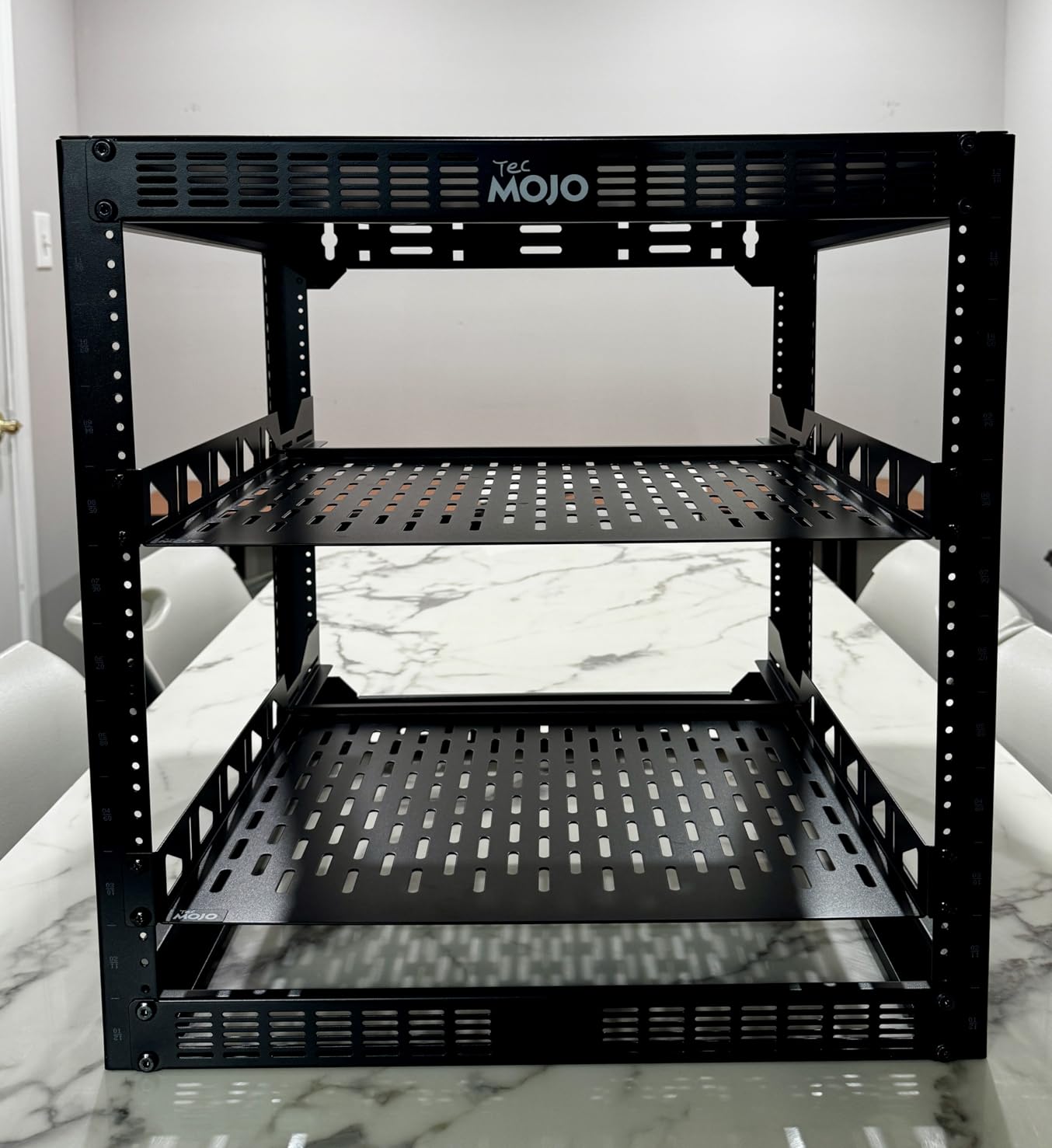 Tecmojo 12U Open Frame Network Rack for IT & AV Gear, AV Rack Floor Standing or Wall Mounted,with 2 PCS 1U Rack Shelves & Mounting Hardware,Network Rack for 19