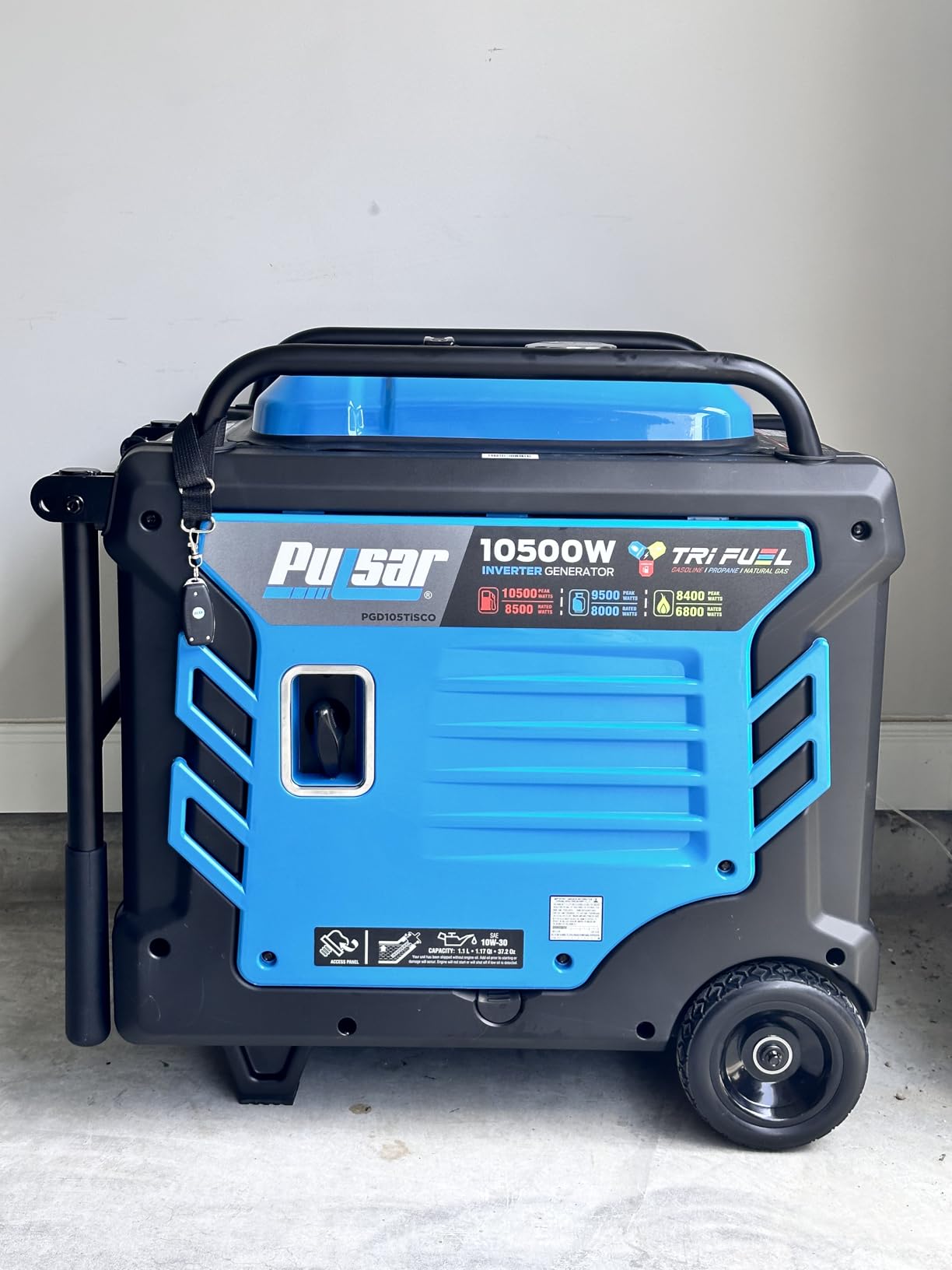 Pulsar PGD105TiSCO Tri Fuel Inverter Generator,10500-Watt Tri Fuel Gasoline Propane Natural Gas Portable 50A Generator with Remote Start, CARB Compliant customer photo 1