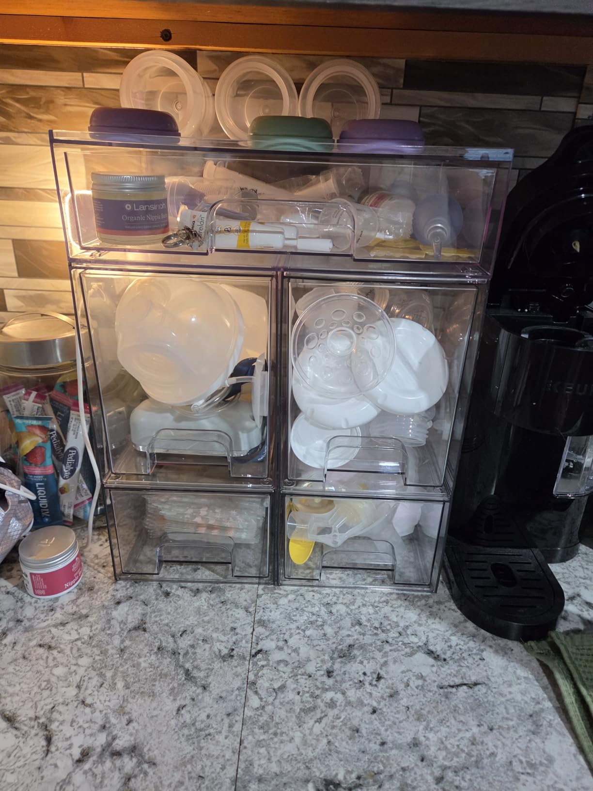 Vtopmart Clear Stackable Storage Drawers Set of 5, Plastic Organizer Bins customer photo 1