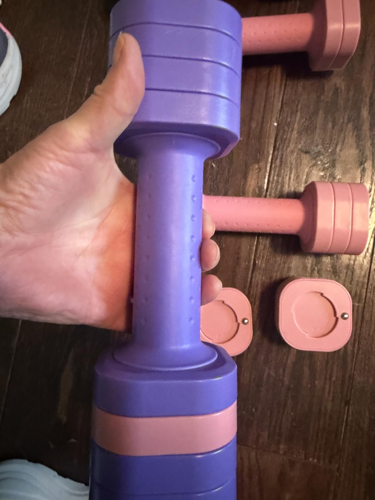 Zempox Adjustable Dumbbell Set, 4 in 1 Free Weight Dumbbell Set for Women, Hand Weight for Women at Home, Each 2lb 3lb 4lb 5lb with TPU Soft Rubber Handle for Home Gym Aquatic Fitness Equipment customer photo 2