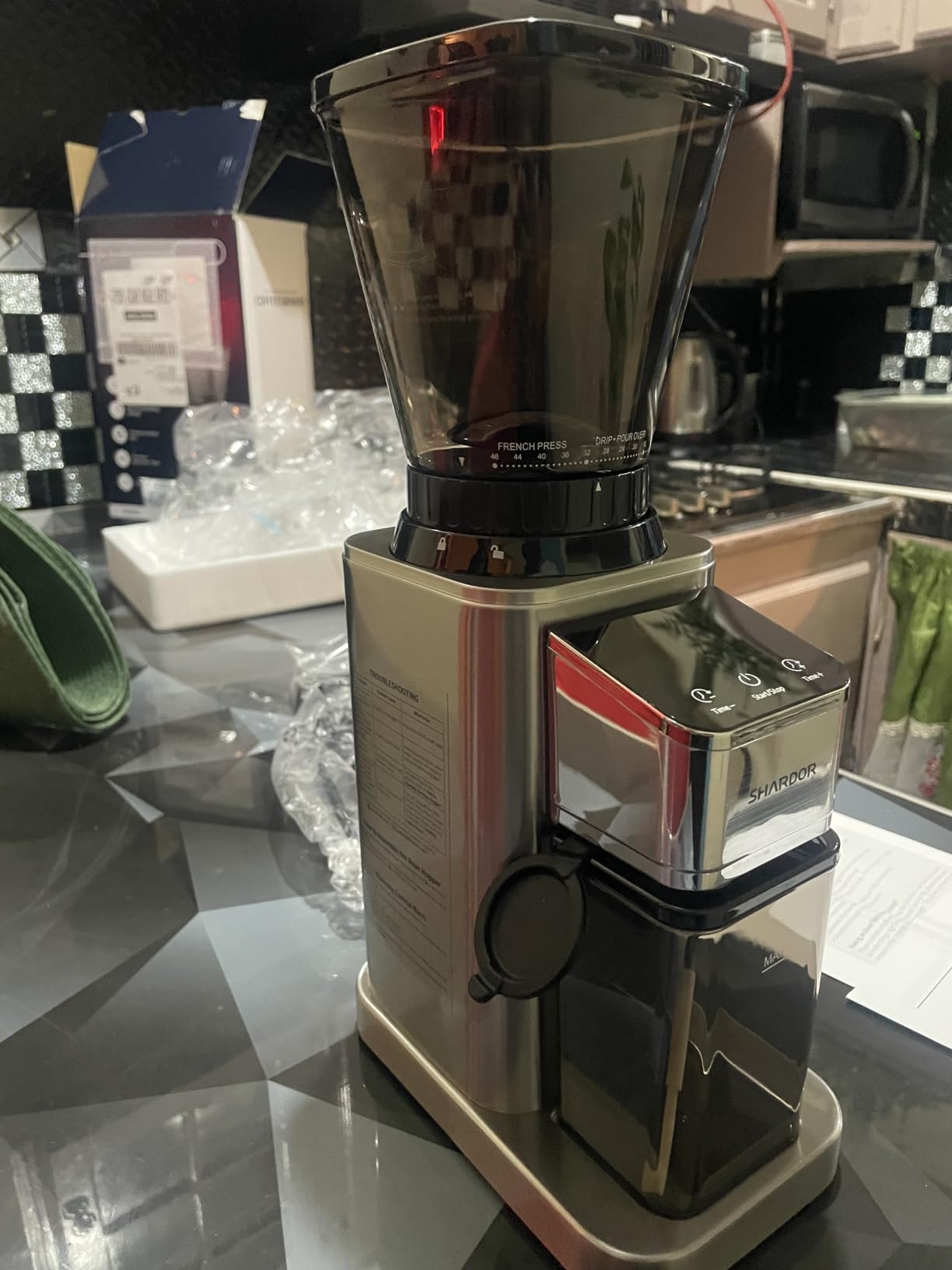 SHARDOR Conical Burr Coffee Bean Grinder, Anti-Static, 48 Settings, Black customer photo 2