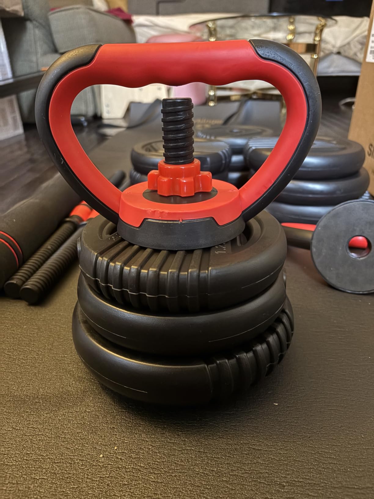 Adjustable Dumbbell set,20/30/45/70/90lbs Free Weight Set customer photo 1