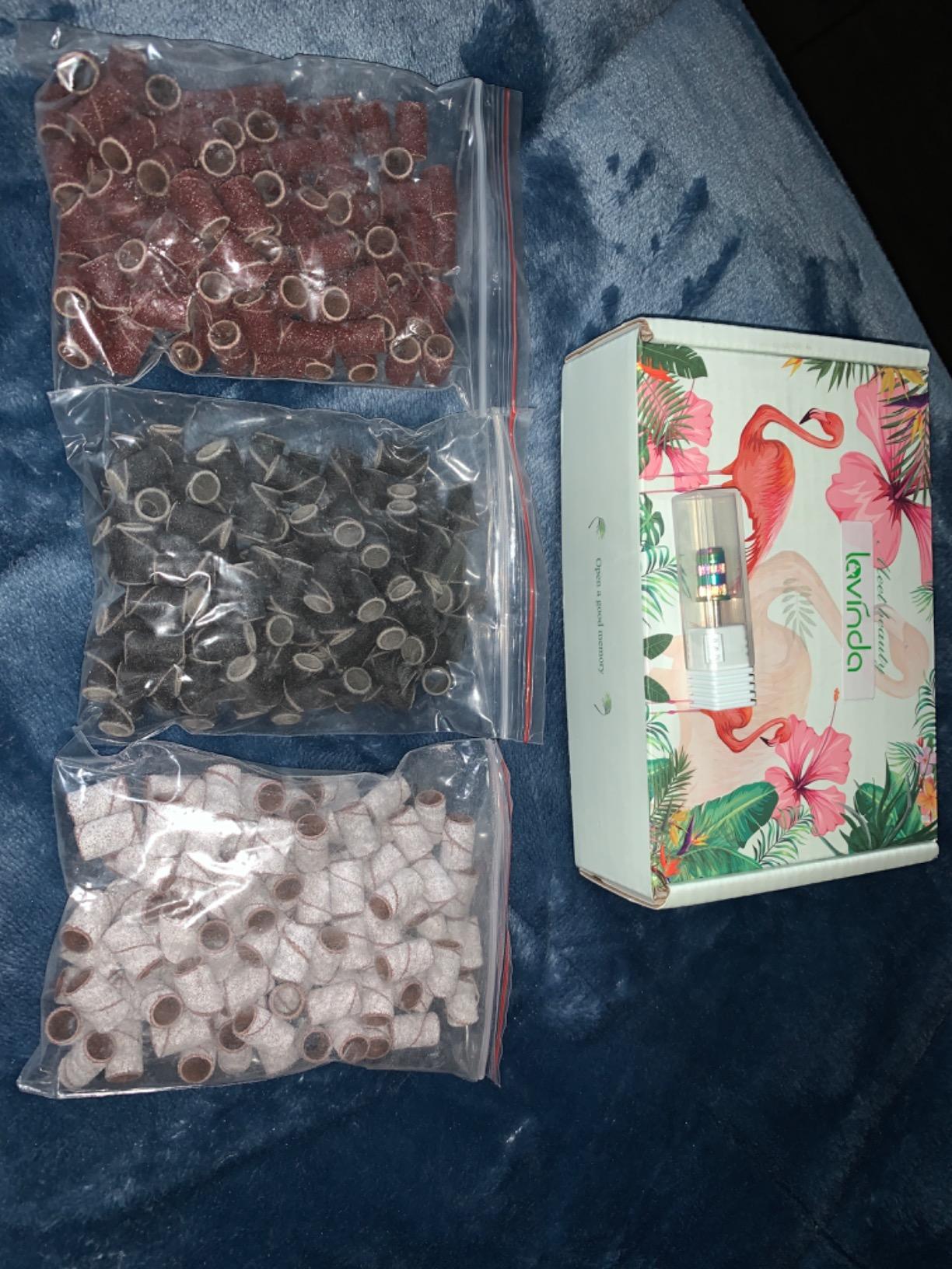 Lavinda Small Sanding Bands Nail Drill Bit, 80 Piece Extra Fine Sanding Bands for Nail Drill with 3.1mm Mandrel Bit for Acrylic Nails Gel Removing Shaping Polishing Nail Salon Use (240 Grit, Pink) customer photo 1