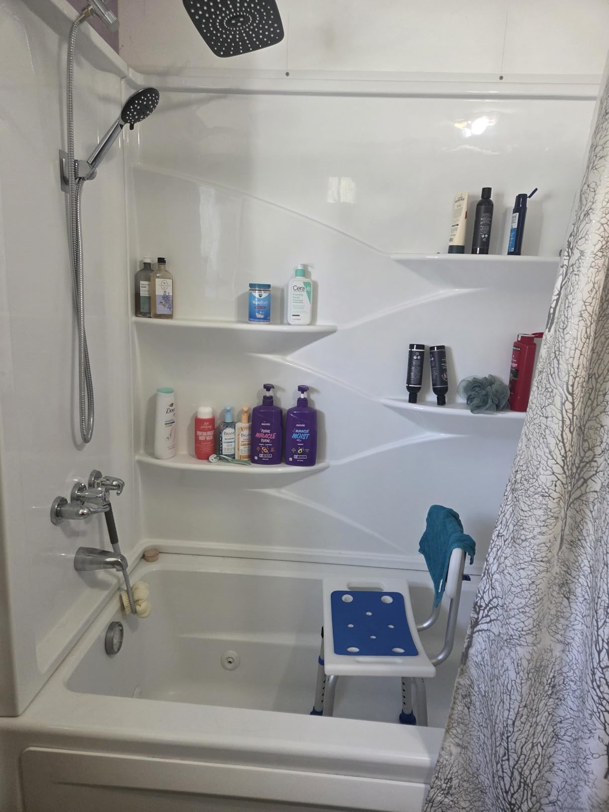 HOMLAND Shower Chair for Inside Shower with Removable Back, Aluminum Frame | Height Adjustable, Heavy Duty Bath Seat for Bathtub, Lightweight Safety Shower Stool for Seniors and Disabled customer photo 2