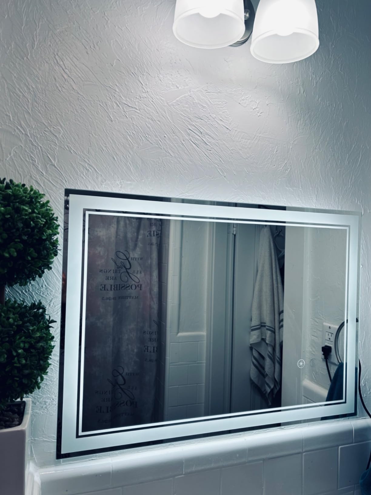 24x32'' LED Bathroom Mirror Anti-Fog Bathroom Vanity Mirror Brightness customer photo 1