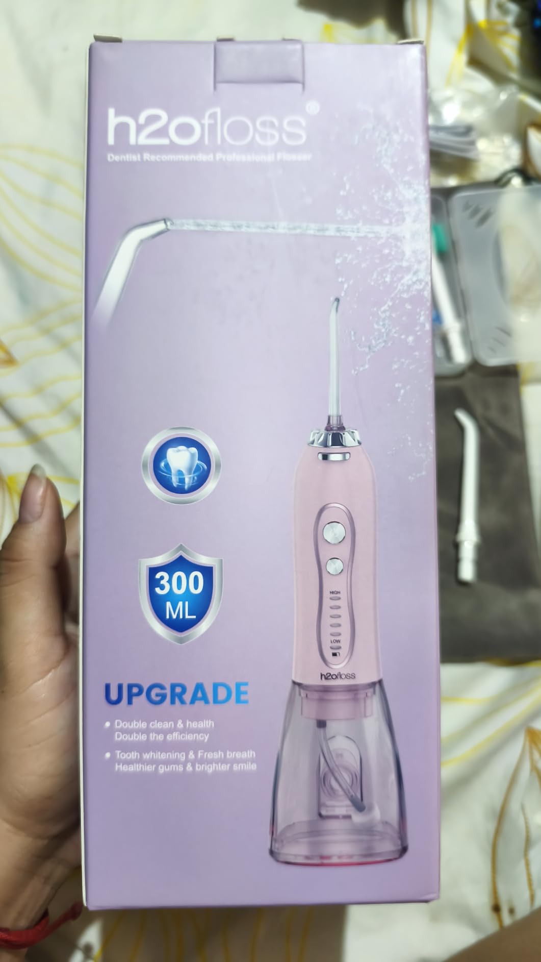 H2ofloss Water Dental Flosser Teeth Pick -Portable Oral Irrigator with 5 Modes, Rechargeable IPX7 Waterproof Orthodontic Teeth Cleaner Pick Cordless for Home Travel-300ml Water Tank customer photo 1