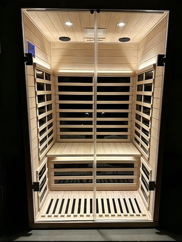 Smart Indoor Home Sauna 0-5mG Ultra Low Emf Far Infrared Sauna 2-3 Person, 1520w Hemlock Wooden Saunas Room with APP & LCD Control Panel, Bluetooth Speaker, Chromotherapy Lights, Thermal Cover customer photo 2