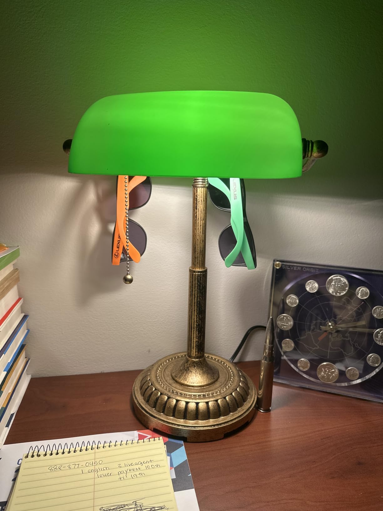 NISSAFORS Bankers Lamp, Green Desk Lamp with Pull Switch, Vintage Table Lamps for Home Office, Library, Piano (Green) customer photo 2