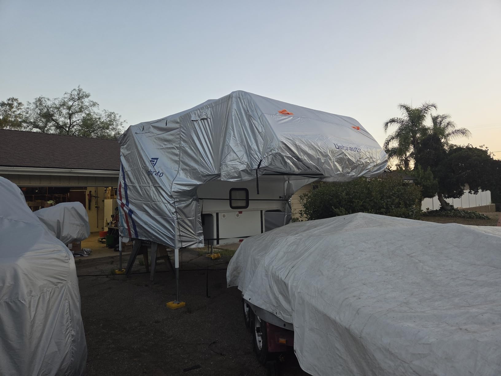 Umbrauto Travel Trailer RV Cover 24' ~ 27' – Upgraded 9-Layers Top Camper Cover, Waterproof & Windproof Heavy Duty Toy Hauler RV Cover for Winter Snow with Tongue Jack Cover, Gutter Covers customer photo 1