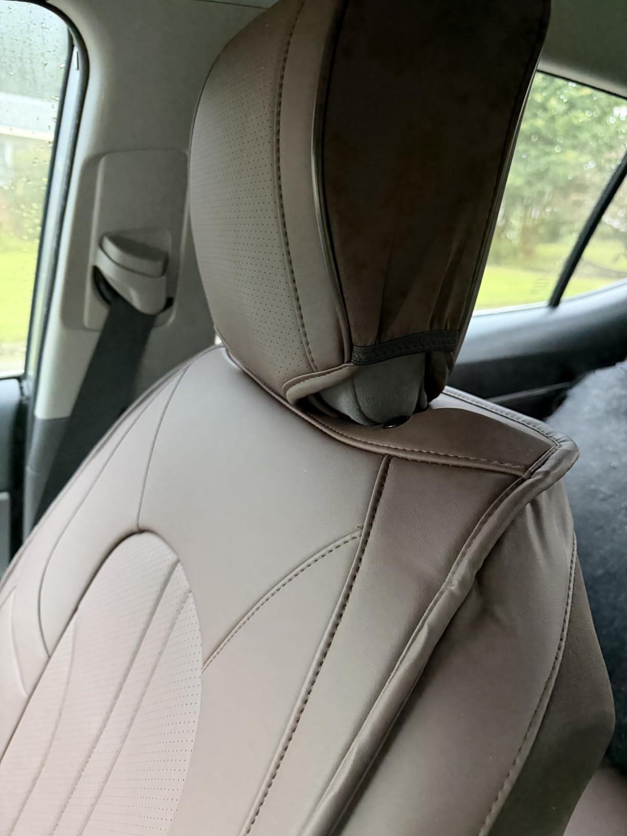 MINGBRON Car Seat Cover Full Set, Leather Car Seat Cover, Waterproof Seat Covers, Car Seat Cushion, Nappa Leather Seat Covers Car Seat Protector Universal Fit Most Cars Black customer photo 1