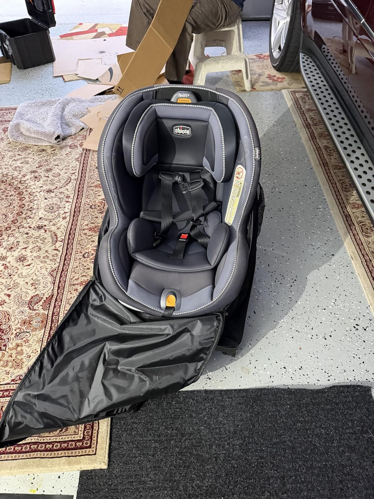TUGUAN Car Seat Travel Bag for Airplane with Spinner Wheels, Infant Car Seat Bags for Air Travel with Hard Bottom, Padded Car Seat Backpack, Large Car Seat Storage Bag Airport Check, Green customer photo 1