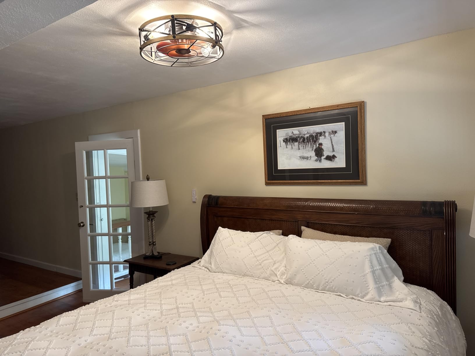 SHLUCE Caged Ceiling Fan with Light and Remote, Farmhouse Fandelier customer photo 2