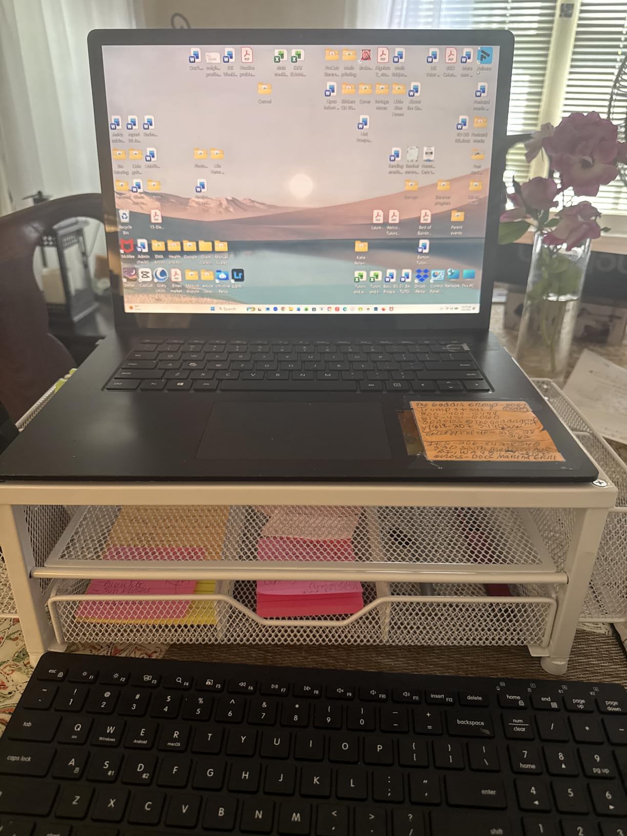 OPNICE Desk Organizer and Accessories, 2-Tier Computer Monitor Stand Riser with Drawer and 2 Pen Holders, Laptop Stand, Office Desk Accessories for Office Supplies, Black customer photo 1