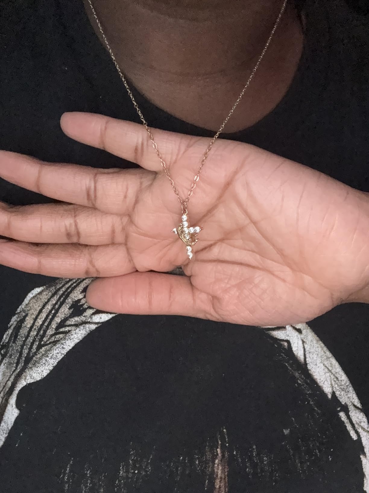 Crown Cross Necklace for Women, Sterling Silver Plated Created Diamond Jesus Cross Pendant Necklace, Dainty Faith Baptism Christian Confirmation Catholic Religious Gifts, Trendy Jewelry Accessories for Women Her Wife customer photo 1