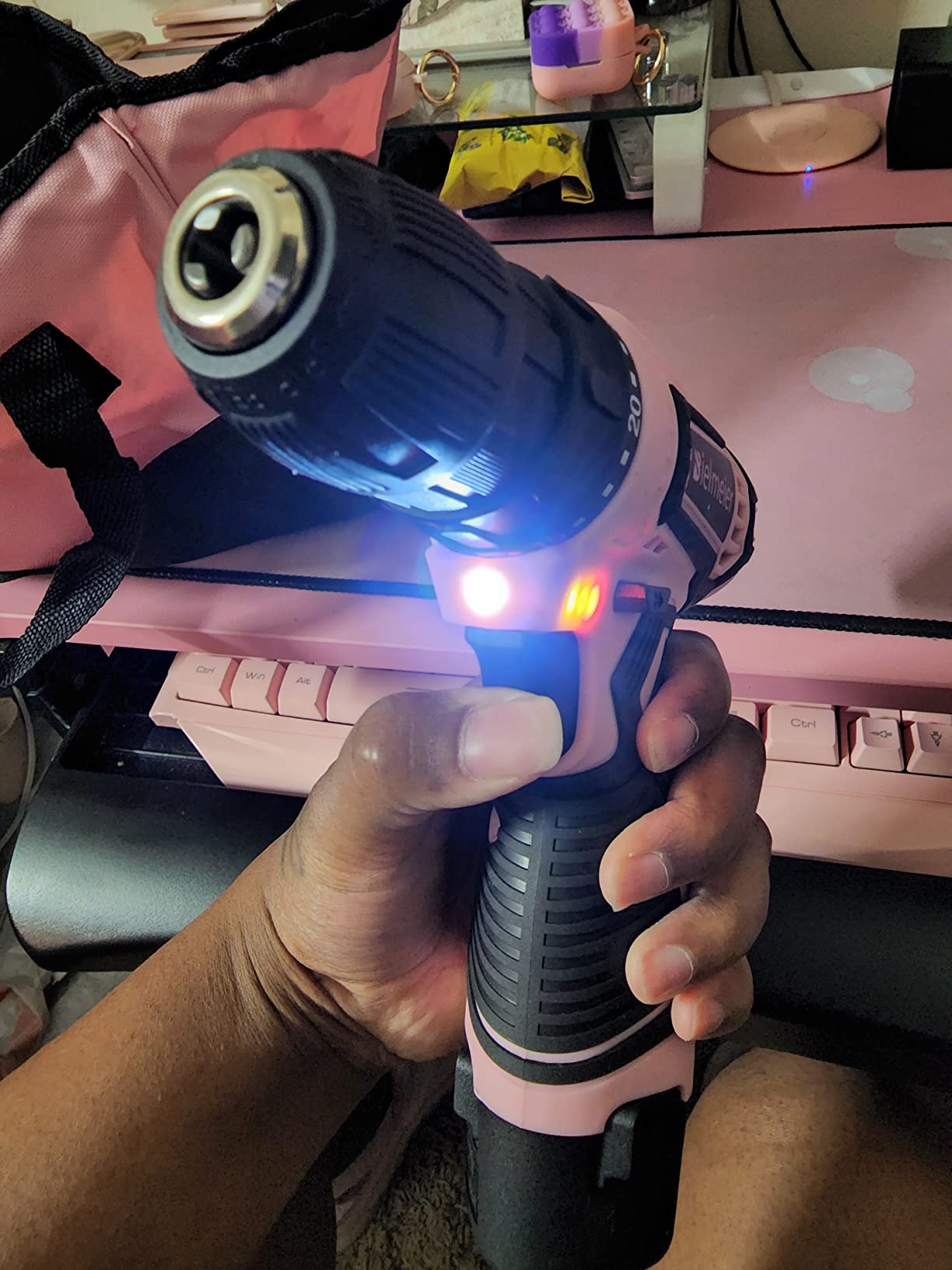 Bielmeier 20V 236Pcs Cordless Pink Drill Set for Women, Home Tool Kit customer photo 2