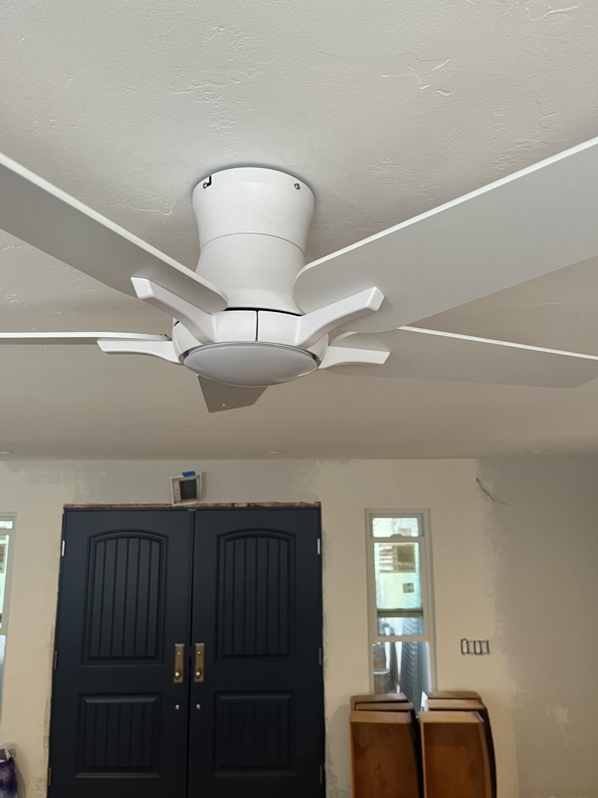 POCHFAN 52 Inch Ceiling Fans with Lights and Remote, Brushed Nickel Flush Mount Low Profile Ceiling Fan for Bedroom, Living Room, Patio, Dimmable 6 Speeds Noiseless, ETL Listed customer photo 2
