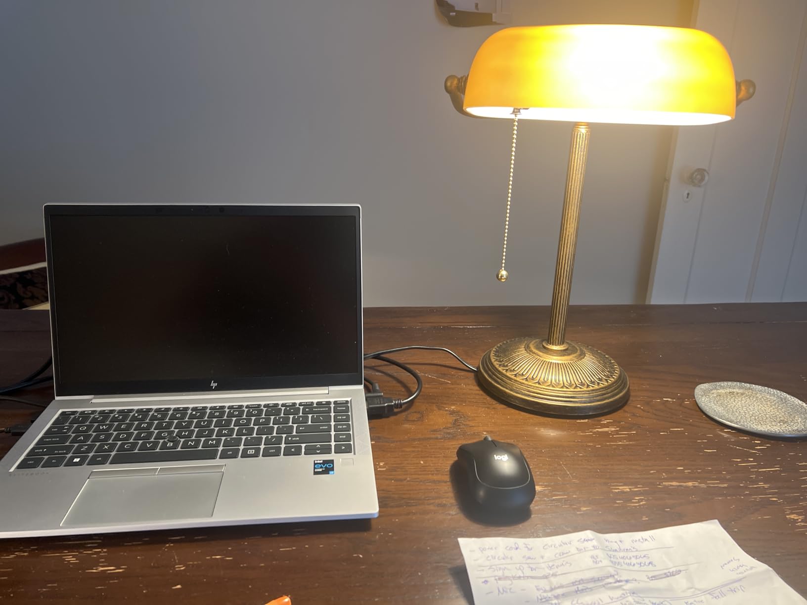 NISSAFORS Bankers Desk Lamp, Green Glass Shade, Vintage Desk Lamp with Pull Chain Switch, Retro Table Lamps for Home Office (Retro Gold+Green, Large) customer photo 2