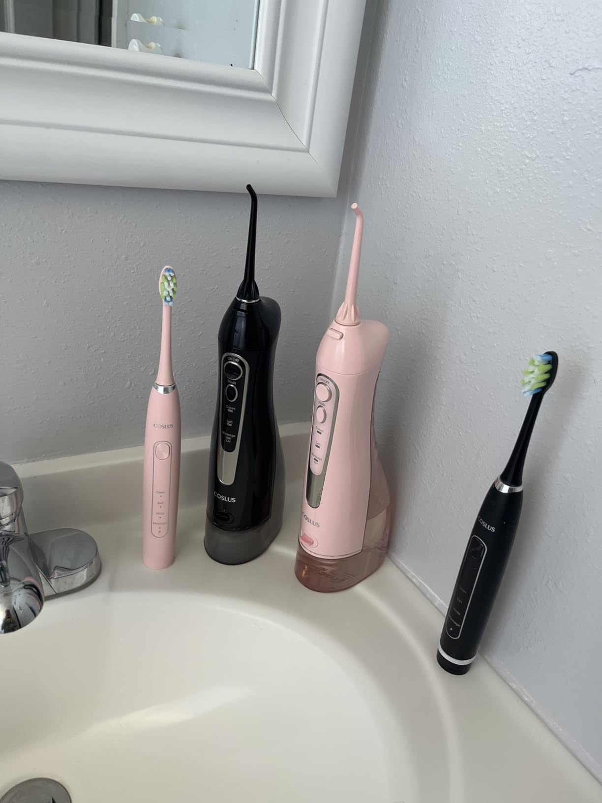 COSLUS C20C41 Water Flosser Electric Toothbrush Combo, Pink Oral Clean Kit customer photo 1