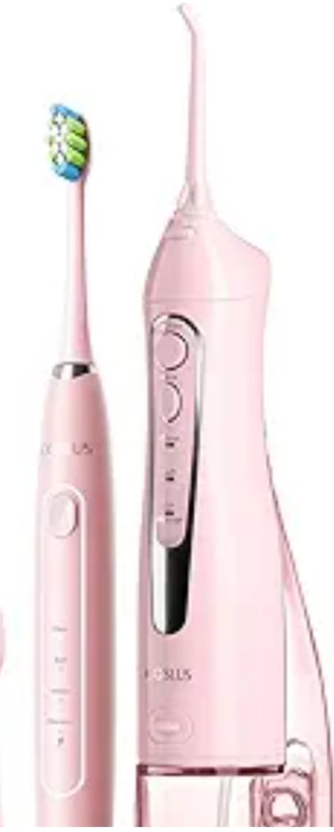 COSLUS C20C41 Water Flosser Electric Toothbrush Combo, Pink Oral Clean Kit customer photo 2