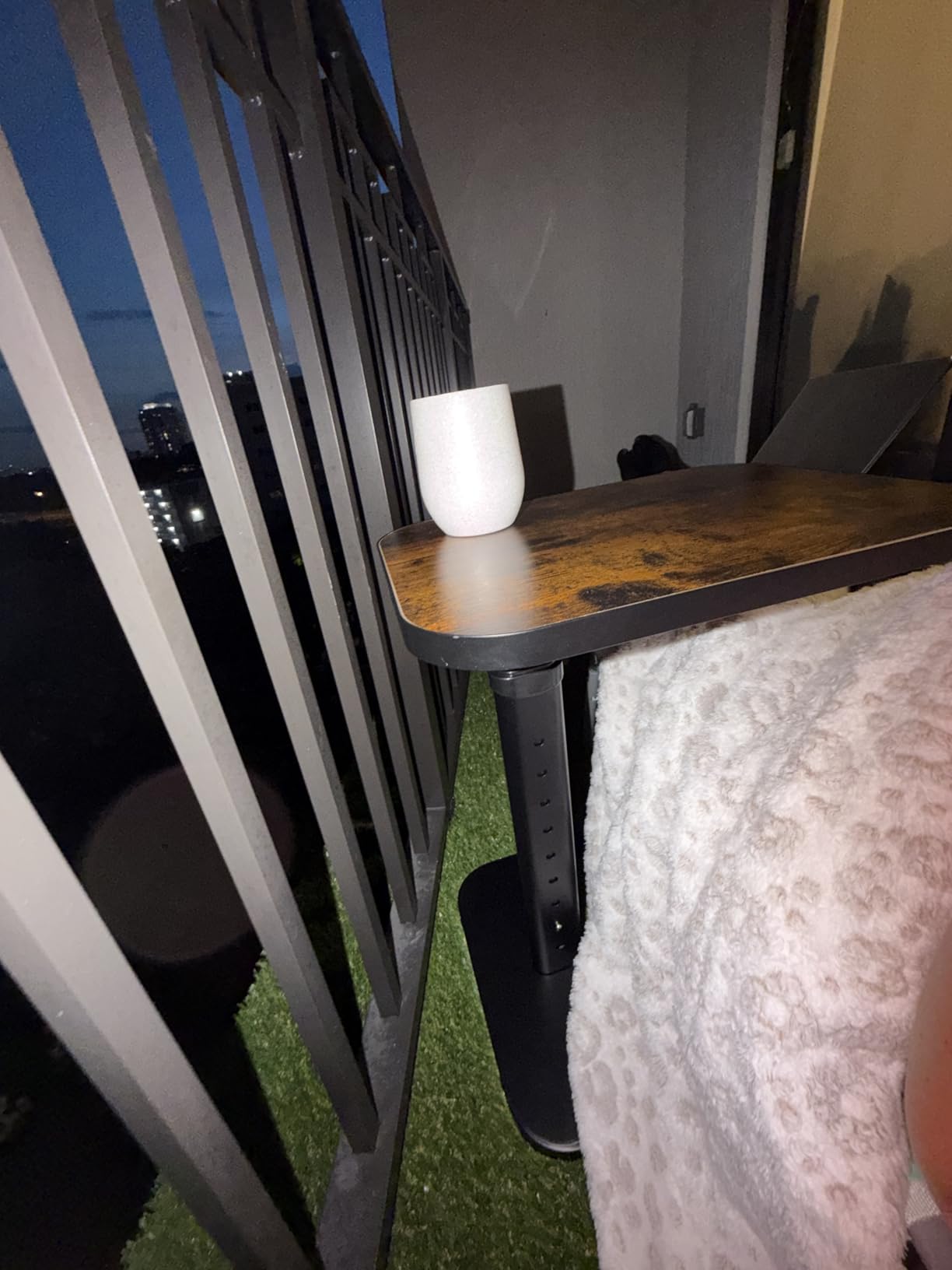 Kitstorack TV Tray Table, Adjustable Height & Flip-Top & Rounded Metal Corners, Snack Table for Couch, Sofa, Bed, Chair, Living Room, C Shaped End Side Table for Eating, Dinner or Laptop, Small Spaces customer photo 1