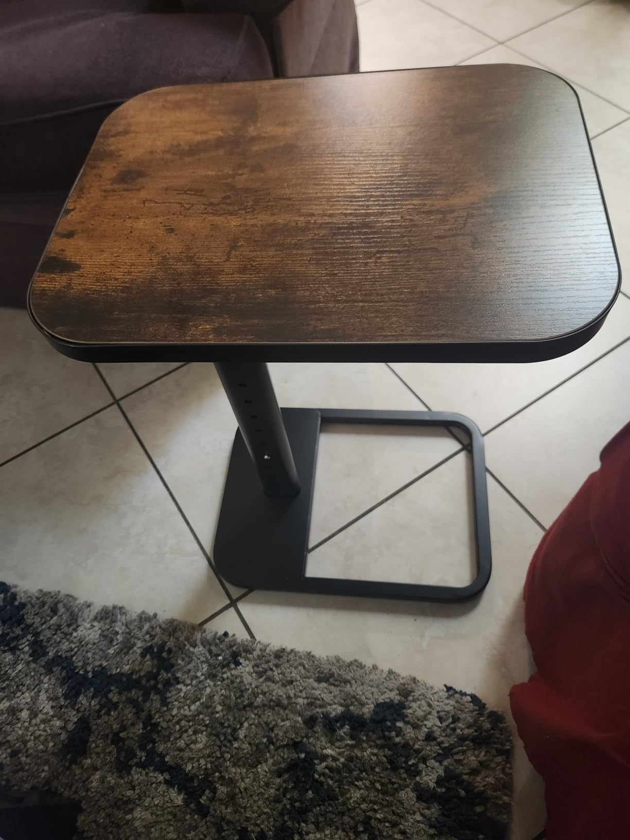 Kitstorack TV Tray Table, Adjustable Height & Flip-Top & Rounded Metal Corners, Snack Table for Couch, Sofa, Bed, Chair, Living Room, C Shaped End Side Table for Eating, Dinner or Laptop, Small Spaces customer photo 2