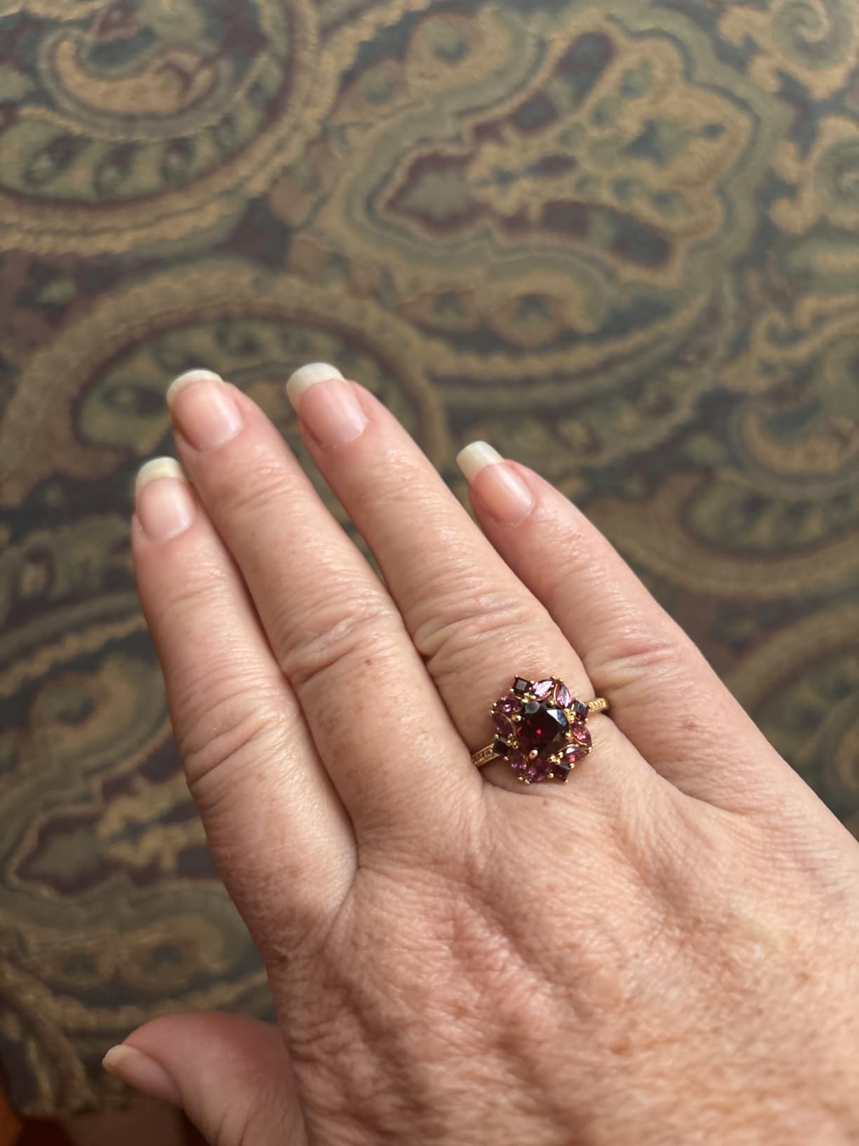 1.90 ct. t.w. Garnet and .80 ct. t.w. Rhodolite Garnet Ring With .10 ct. t.w. White Topaz in 18kt Gold Over Sterling customer photo 1