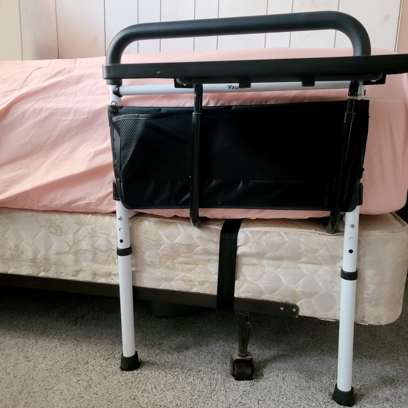 Vaunn Medical New Adjustable Bed Assist Rail Handle (Passed ASTM F3186–17 Safety Standard) and Hand Guard Grab Bar, Bedside Safety and Stability (Tool-Free Assembly) (Black) customer photo 2