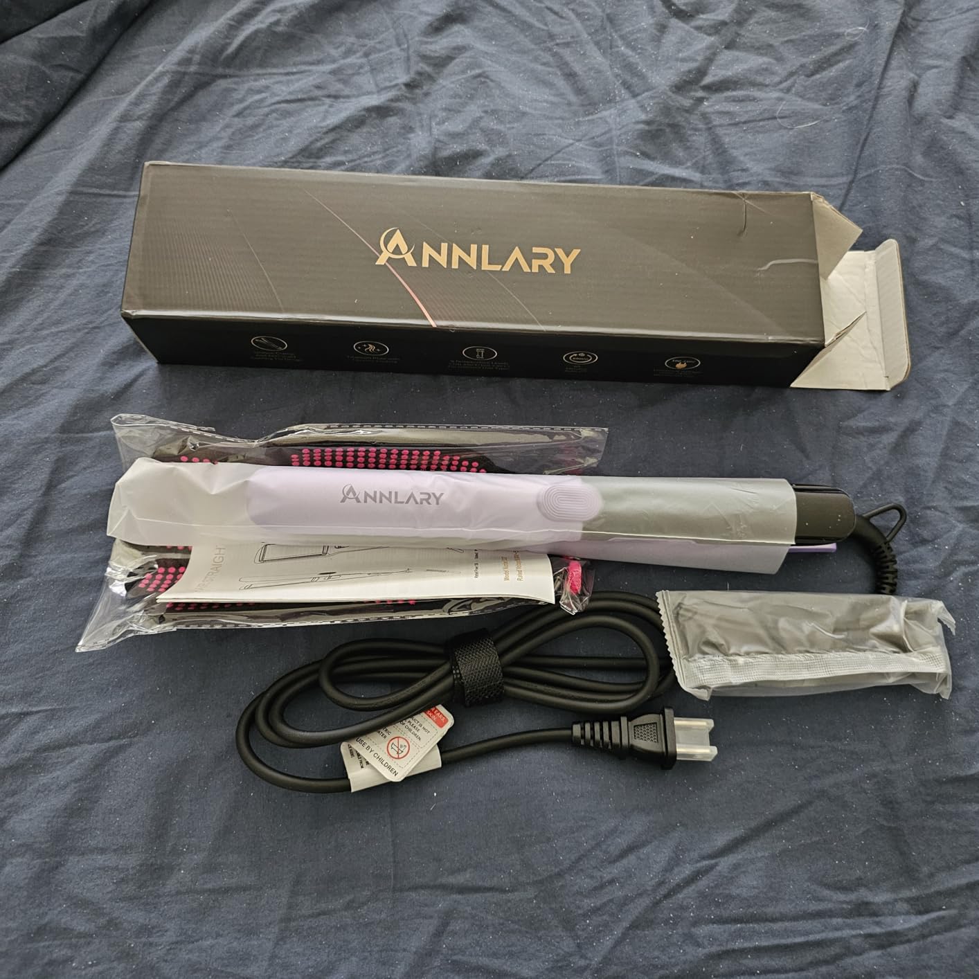 Annlary Hair Straightener 1 Inch Flat Iron and Curler 2 in 1 Titanium Ceramic Ionic Dual Voltage Straightener with Heat-Resistant Silicone, for Less Frizz, Shinier & Smoother customer photo 2