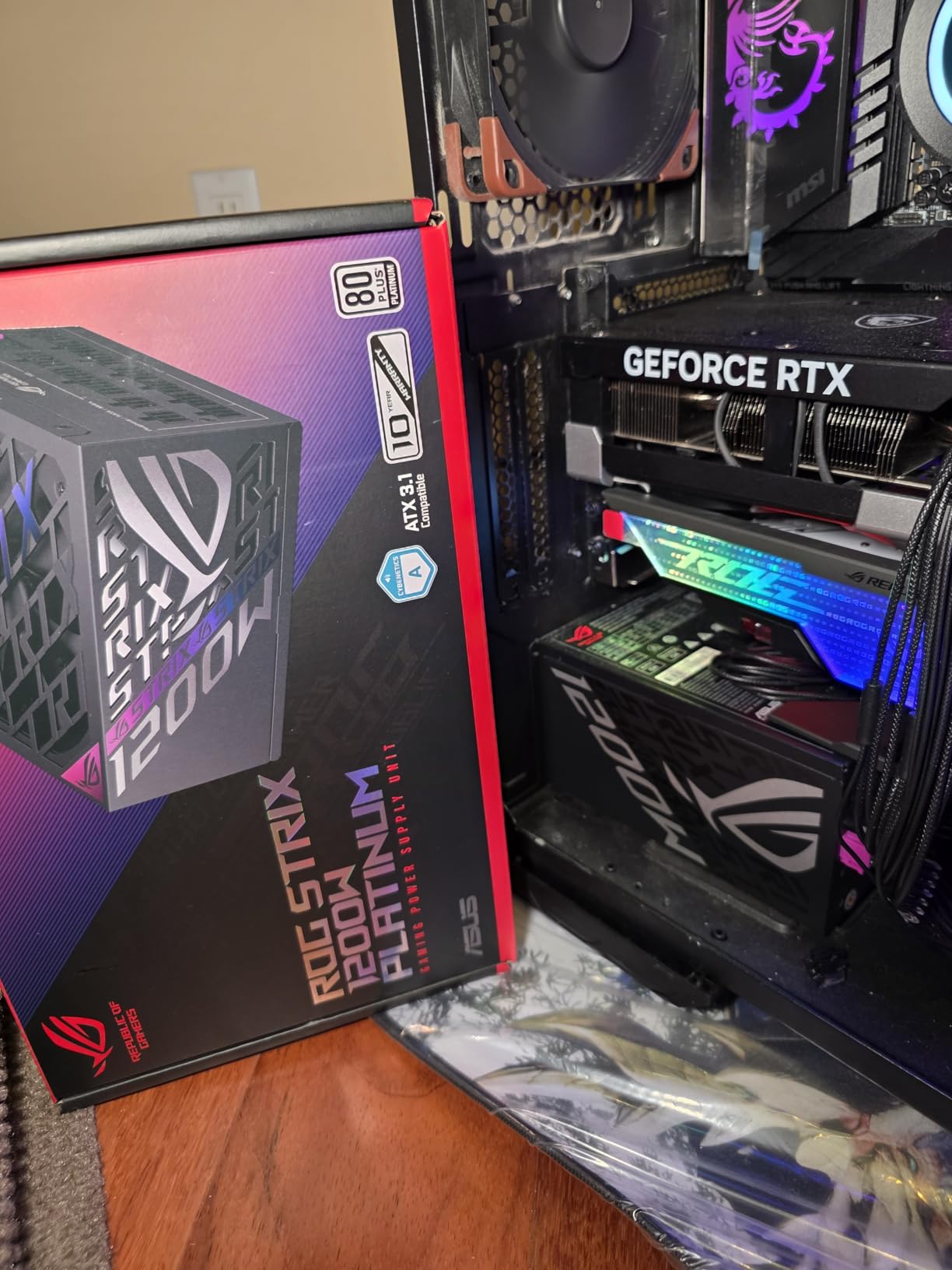 ASUS ROG Strix 1200W Platinum (Fully Modular Power Supply, 80 Plus Platinum Certified, ATX 3.1, GaN MOSFET, GPU-First Intelligent Voltage Stabilizer, 10-Year Warranty) customer photo 1