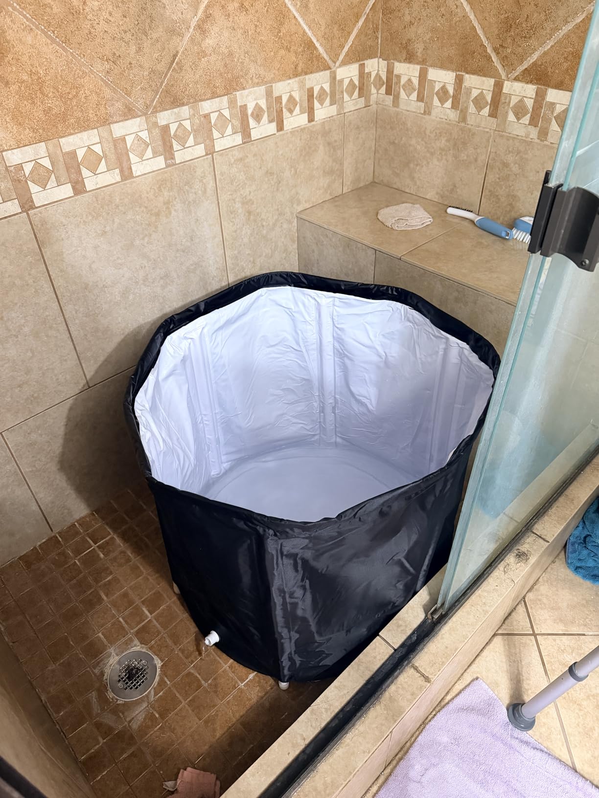 Portable Foldable Bathtub, Collapsible Adult Bath Tub for Hot SPA and Ice Bath, Space-Saving Storage, Durable PVC Material (Black, 27inch) customer photo 2