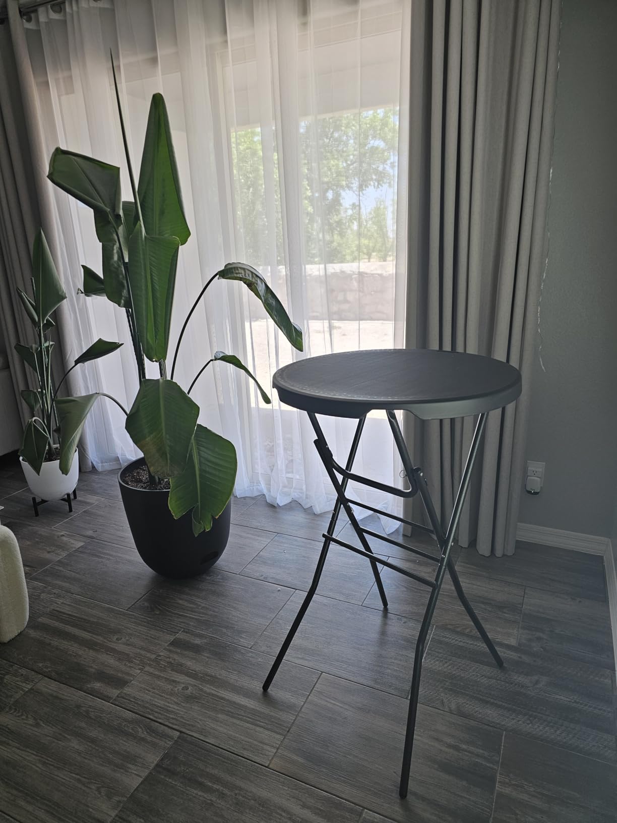 Byliable 28in Cocktail Folding Table, Round High Top Bar Height Black Table customer photo 2