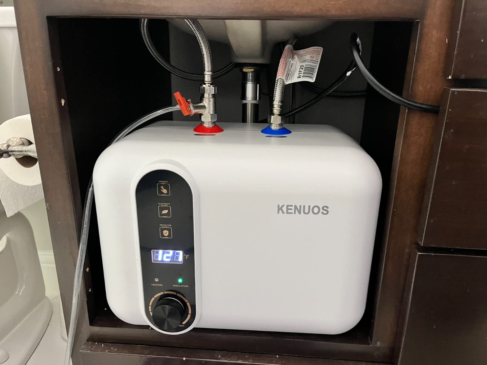 4 Gallon Water Heater Under Sink Instant Hot Water Heaters 1500W 110V 120V Mini Tank,Under Counter Water Heater with Safety Vavle 1/2