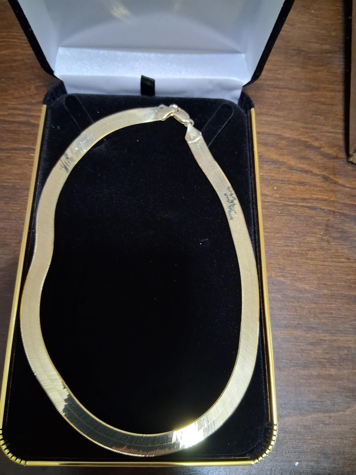 10K Real Yellow Gold Herringbone Chain Flexible Necklace (3mm-9mm) customer photo 1