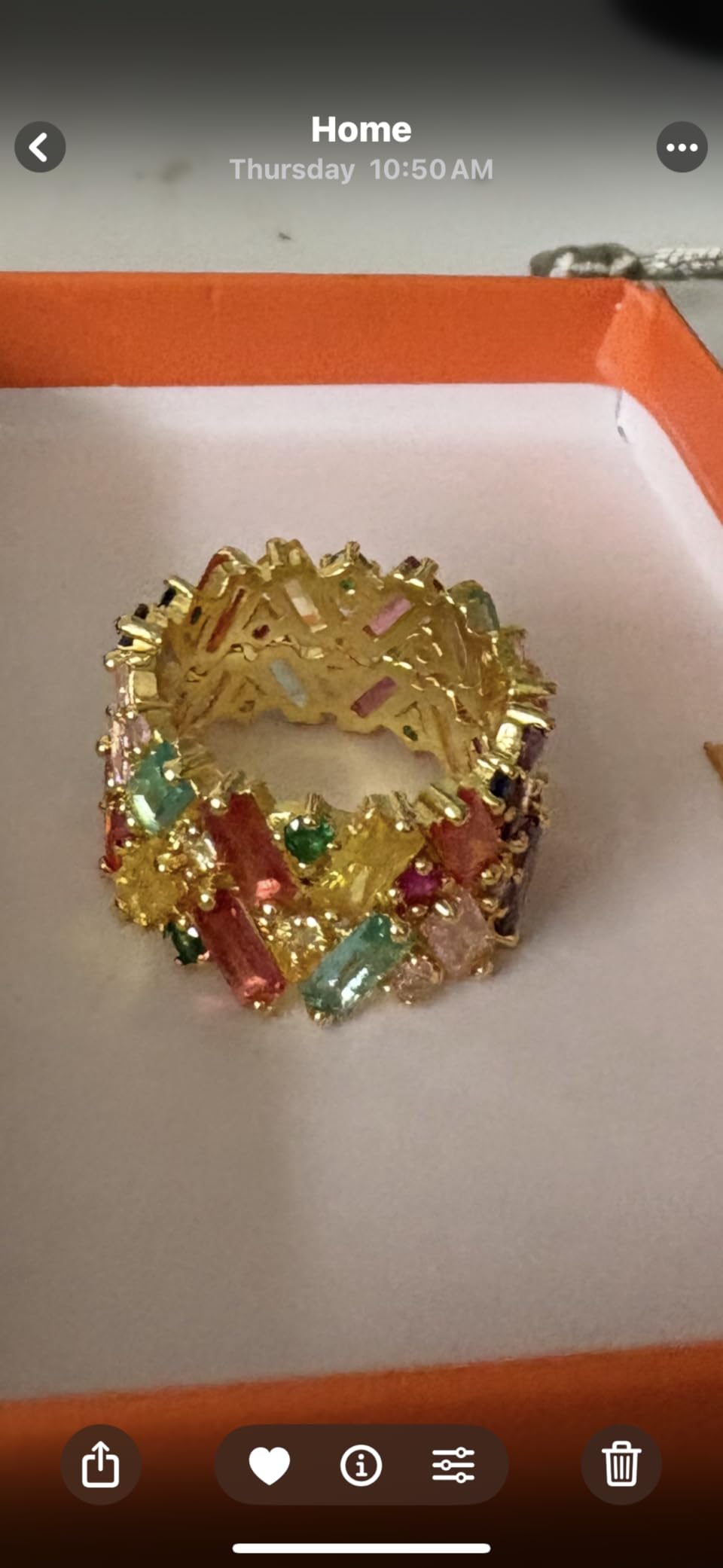 Rainbow Ring, Baguette Ring, Colorful Eternity Band Rings for Women, Emerald Cut Cubic Zirconia Cocktail Rings, Wedding Bands for Women, Colorful Jewelry, Rainbow Gifts customer photo 1